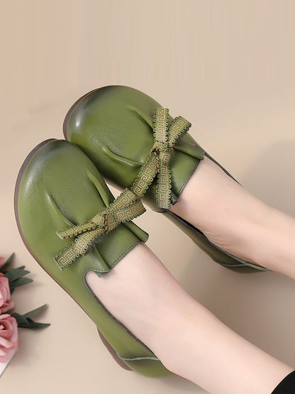 Dámske letné pevné Bowknot Spliced kožené topánky