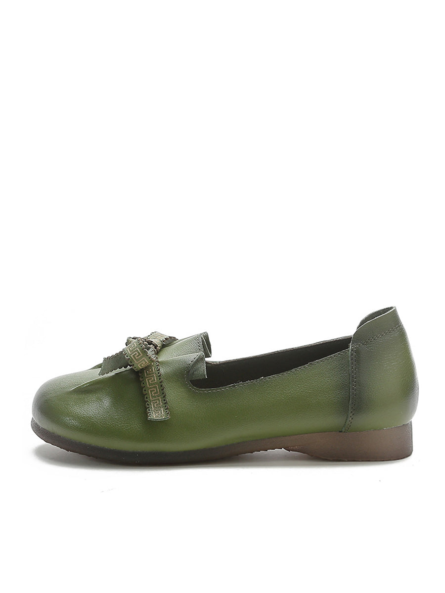 Dámske letné pevné Bowknot Spliced kožené topánky