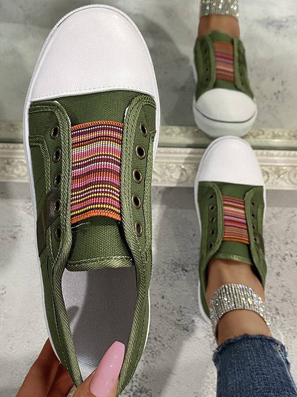 Casual Band Slip-On Canvas Sneakers - ECHOINE