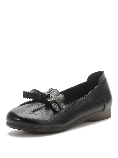 Dámske letné pevné Bowknot Spliced kožené topánky