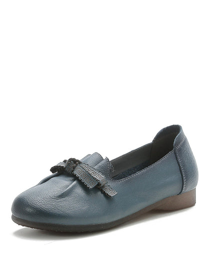 Dámske letné pevné Bowknot Spliced kožené topánky