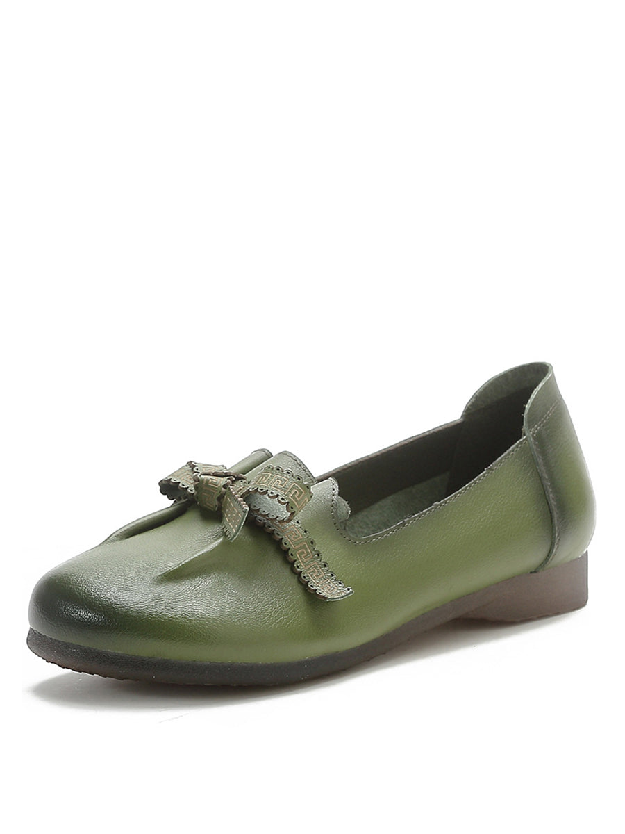 Dámske letné pevné Bowknot Spliced kožené topánky