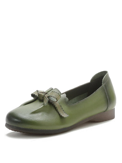 Dámske letné pevné Bowknot Spliced kožené topánky
