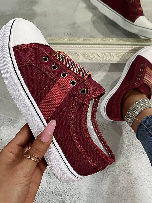 Casual Band Slip-On Canvas Sneakers - ECHOINE