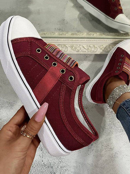 Casual Band Slip-On Canvas Sneakers - ECHOINE