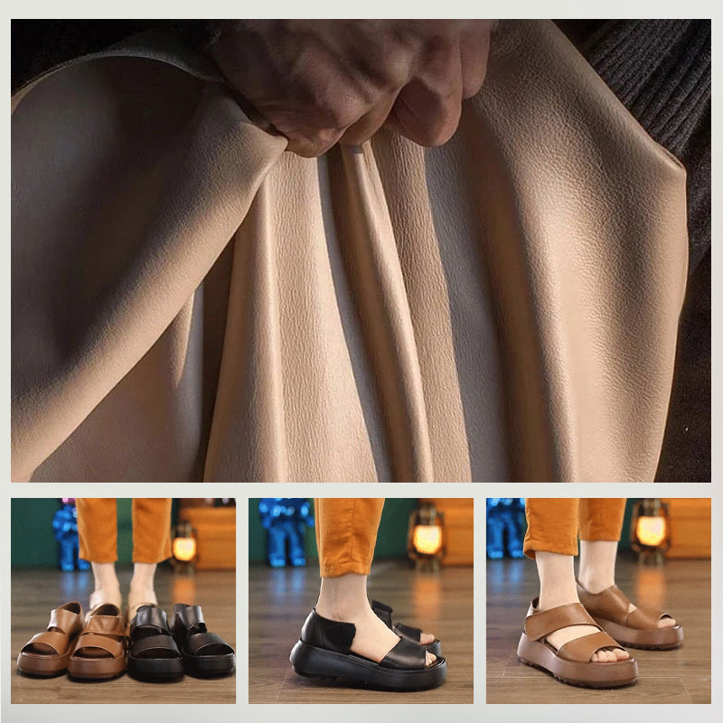 Dámske retro sandále s hrubou podrážkou a zapínaním na suchý zips