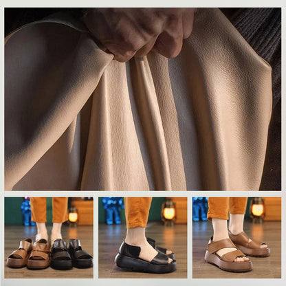 Dámske retro sandále s hrubou podrážkou a zapínaním na suchý zips
