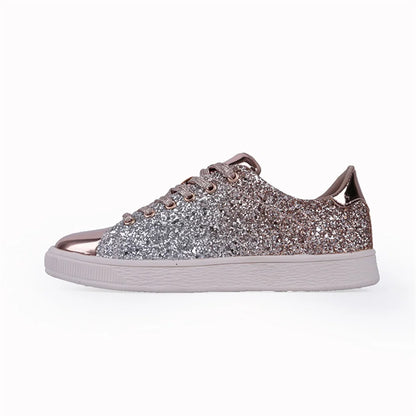 Dámske strieborné trblietavé tenisky Slip-On