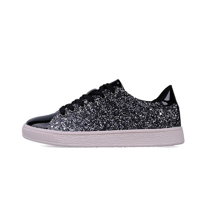 Dámske strieborné trblietavé tenisky Slip-On