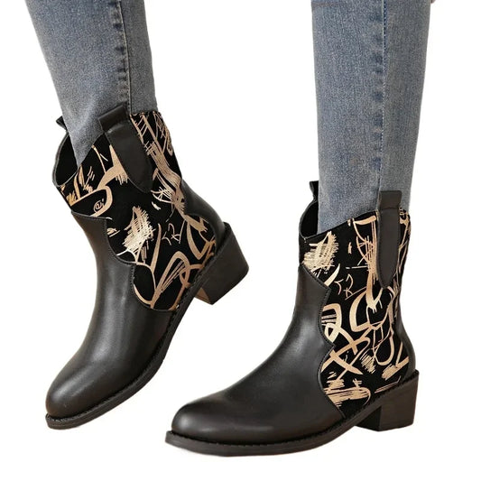 2024 Horúce predaj dámske topánky strane zips dámske topánky móda Plus veľkosť moderné topánky ženy nové Crystal kolo Toe Mid-Calf topánky