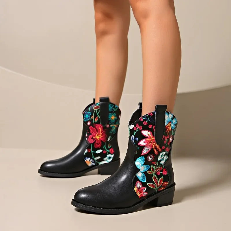 2024 Horúce predaj dámske topánky strane zips dámske topánky móda Plus veľkosť moderné topánky ženy nové Crystal kolo Toe Mid-Calf topánky