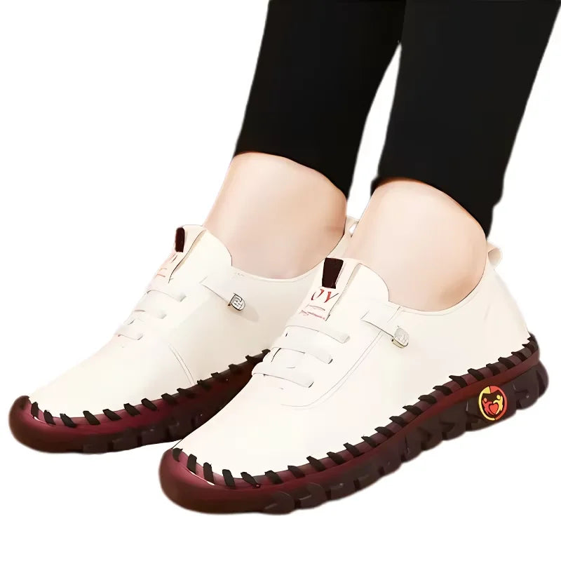 Tenisky Dámske topánky mokasíny čipka hore kožené ploché nové jarné ležérne pohodlné mama topánky Mujer Zapatos Chaussure Femme