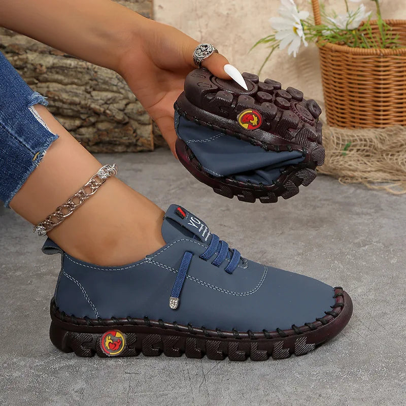 Tenisky Dámske topánky mokasíny čipka hore kožené ploché nové jarné ležérne pohodlné mama topánky Mujer Zapatos Chaussure Femme