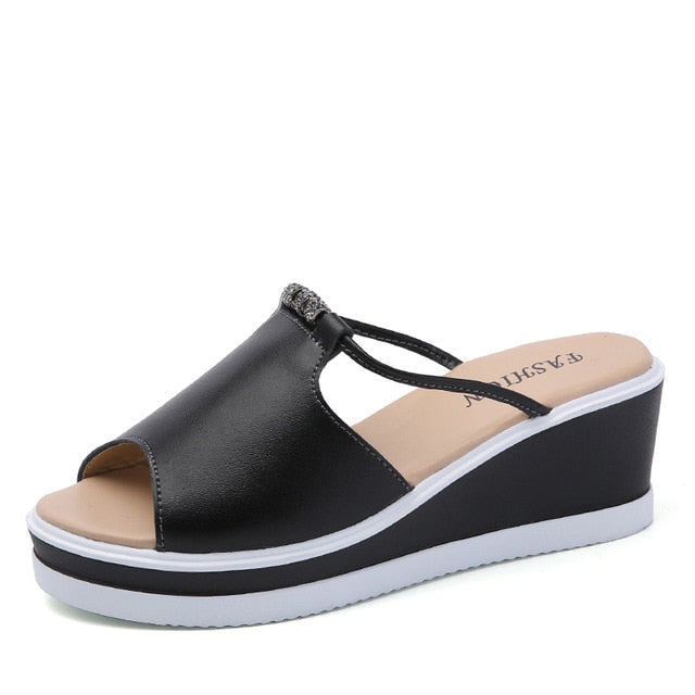 Originálne sandále Leren Wedges