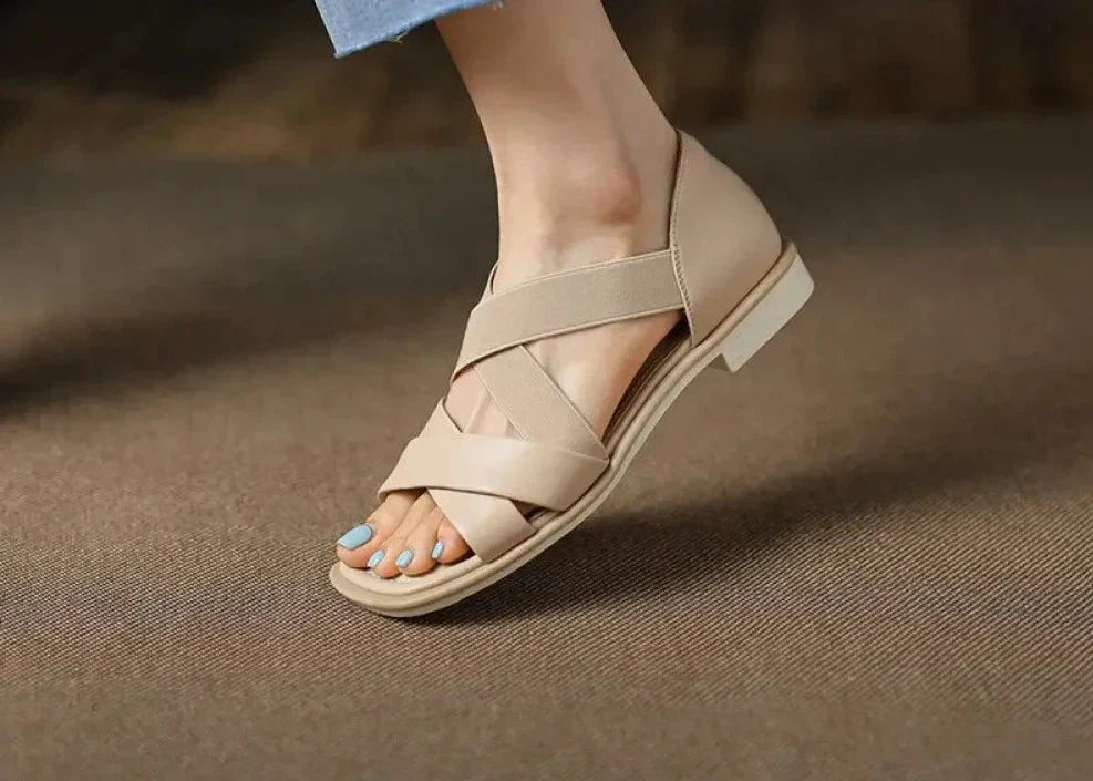 Dámske ploché kožené sandále Wave